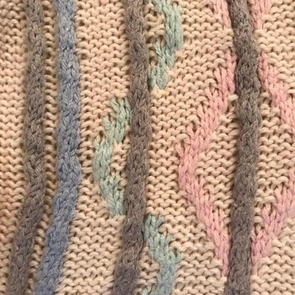 GRANNY  COTTAGE CORE VINTAGE 80S ACRYLIC SWEATER CREAM WEAVE - Picture 3 of 4